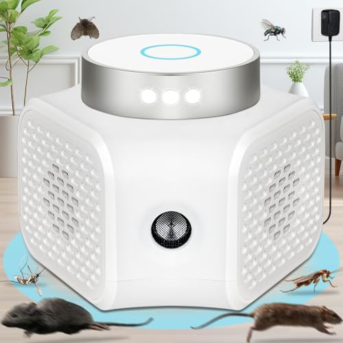 Mäuseabwehr Ultraschall mit PIR und Blitzlicht, Mäuseschreck Arbeitsmodi Tiervertreiber Gerät Draußen Drinnen, für Nagetiere Mäuse Ratten
