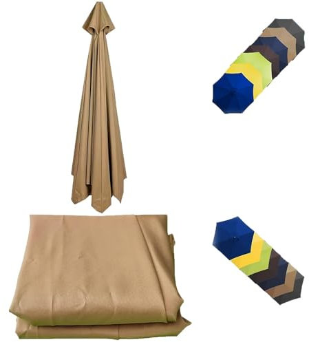 YCBTPS Sonnenschirm Ersatzbezug 300cm 6 Streben Abdeckung Gartenschirm Stoff Ersetzen Ersatz Bezug Terrassenschirm Ersatzdach Ersatz Baldachin Für Hof(Khaki,300cm-6rib)