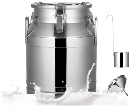 Lata de leche de acero inoxidable 304 con tapa de sellado de silicona, olla de vino, olla seca, contenedor de botella de leche crema para cocina [Clase energética A] (100 L)