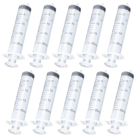 10 Stück Spritze, 20ml Kunststoff Spritze, Kunststoff Dosierspritze Ohne Nadel, Futterspritze, Werkzeuge für Flüssigkeitsmaß Spritzen, für Labor, Tierfütterung, Pflanzenbewässerung