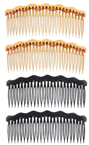 Ipetboom Haarkamm zum Stecken: 4-teiliges Set Steckkamm Haare mit Einfachen Haarkamm für Damen Kunststoffzähne Haarkämme für Mädchen und Kaffeekämme Schwarz Einsteckkamm French Comb