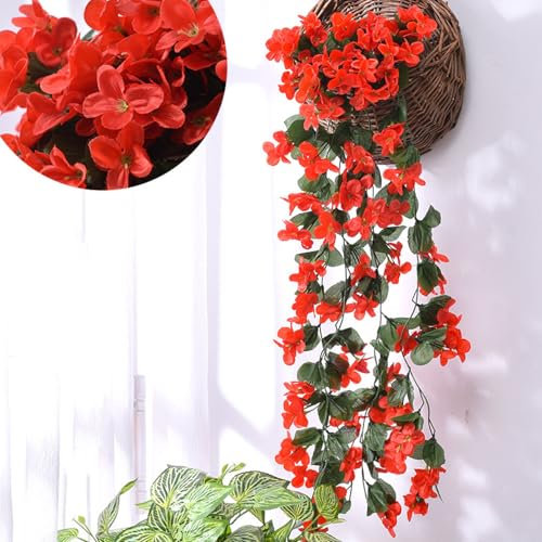 KCPINXGAC Artificial violet flowers, vines, spider plants, wall hanging, plastic fake flowers, rattan decoration, interior living room furnishings, silk flowers