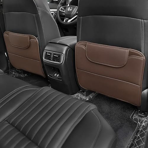 WENYINGLIHAI 2 Stück Rückenlehnenschutz Auto für Renault Clio 5 (V) 2019-2020 Zoe 2019-2020, PU Leder Auto Rücksitzschoner Anti-Kick Matte Organizer Sitzschutz ZubehöR,E/Coffee