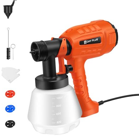 Elektrisches Farbsprühsystem 3 Sprühmodi, 400W Farbsprühgerät mit 3 Vollmessingdüsen und Sprühflasche aus 1000ml, Lackierpistole zum Sprühen von Pestiziden, Desinfizieren, Wandmalerei