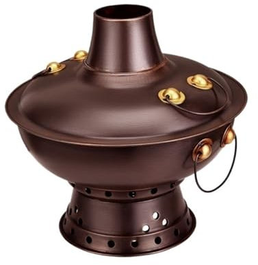 BOGAZY Vintage Fondues Kupfer-Hot Pot, Kupfer-Holzkohle-Hot Pot, Alter Chinesischer Hot Pot Aus Kupfer, Traditioneller Suppentopf Traditioneller Suppentopf(36cm)
