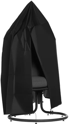 Outsunny Housse de chaise suspendue, housse de chaise de cocon d'oscillation d'œufs, tissu Oxford 210D, avec fermeture éclair, Ø 115 x 190 cm, noir