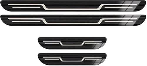 FGMSSOUG 4 PièCes Garnitures de Seuil PortièRe Voiture en Acier Inoxydable pour Ford Fusion (2007 2008 2009 2010 2011 2012 2013 2014 2015), Protecteur de PéDale de Seuil de Porte.,Black