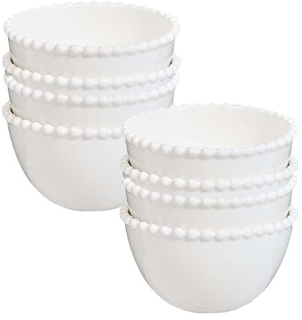 Ceramic Dessert Bowls Beaded Edge Table Crockery Set for 8 (Bowls)
