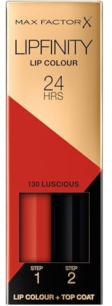 Max Factor Lipfinity Luscious, Long-Lasting, Two Step Lipstick, Vibrant Colour, Hydrating, Lasts 24 Hrs, Matte Lip Colour With Glossy Top Coat, 4.2g