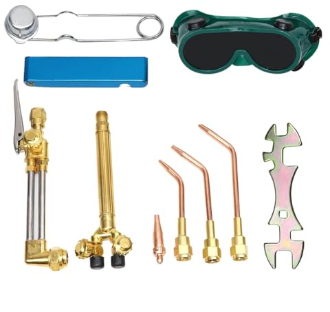 Qusedwey Kit Torcia Ossigeno e Acetilene, Kit Saldatura, Kit Torcia Taglio e Brasatura, Set Torcia Ossiacetilenica