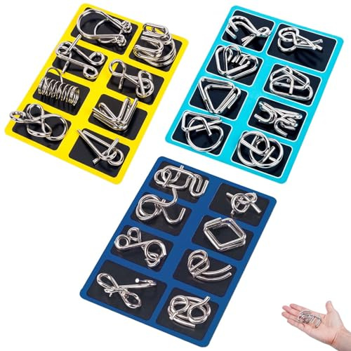 Rompecabezas De Metal Berlinmoon De Ocho Piezas En VersióN Azul, Rompecabezas 3D De Metal, Juegos De Pensamiento Y Destreza, Mini Regalo para Adultos Y NiñOs (A+B+C)