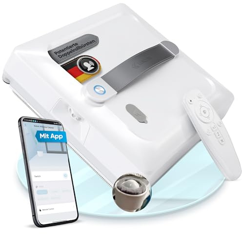 Fensterputzroboter [patentierte Rollbürsten] Fensterputzer elektrisch mit App-Steuerung [deutsch] Fensterroboter 3-Düsen Sprühfunktion & Anti-Fall-Sensoren | Winbot Roboclean Window Cleaning Robot