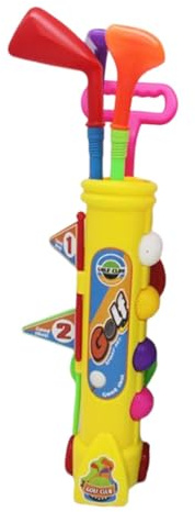 KiBcsLic Set da Golf per Bambini Composto da 12 Pezzi con Bandierine Numerate, Buche di Pratica con Palline, Mazze da Golf per Bambini di 6, 7, 8 E 9 Anni, IDE, Giallo
