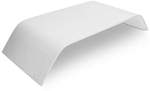 kalibri Bildschirm Holzständer TV Ständer - Computer Tisch Schreibtisch Aufsatz Monitorständer Bank - Schreibtischaufsatz aus Eichenholz in Weiß