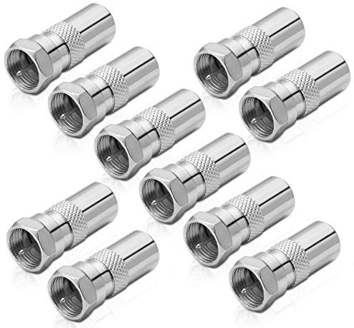 conecto Lot de 10 adaptateurs fiche F vers fiche coaxiale IEC - Connecteur Antenne TV, Adaptateur d'antenne entre fiche F pour câble satellite et fiche IEC pour BK et DVB-T
