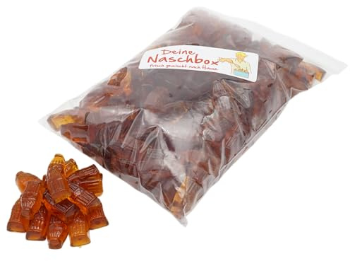 Deine Naschbox | Zuckerfreie Fruchtgummi Colafläschen - Neue Rezeptur | 1kg Nachfüllbeutel | Minimale Verpackung 100% recyclebar - XL Großpackung