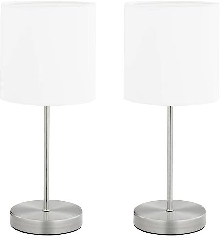 vidaXL 2X Lámparas de Mesa de Encendido Táctil Luz Encima de Mesita Mueble Escritorio Blanco y Plateado