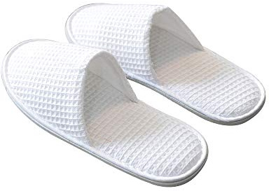 Sobotoo 5 Pairs Disposable Slippers White Non-Slip Closed Toe Slippers Shoes Comfortable Waffle Adult Slippers for Spa Guest Travel Hotel Nail Salon