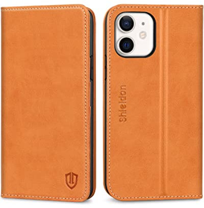 SHIELDON Hülle für iPhone 12 Pro, Handyhülle iPhone 12 [Erstklassig Rindsleder] [Kartenfach] [Magnetverschluss] [Stand] RFID-Sperre TPU Schutzhülle Ledertasche Cover für iPhone 12/12 Pro 6,1 - Braun