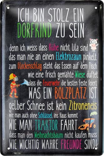 schilderkreis24 Blechschild „Dorfkind“ – witzige & stolze Sprüche für Dorfkinder (Ich bin stolz Dorfkind..)
