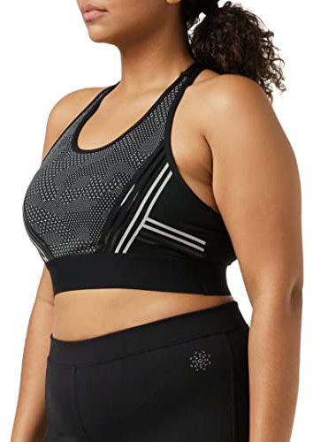 STRONG by Zumba Women's Strong iD BH Damen mit hohem Hals und Netzeinsätzen Fitness Workout Top Sports Bra, Black Cut, S