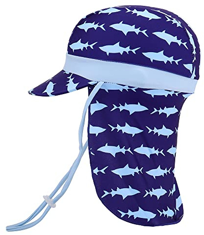 MK MATT KEELY skärmmössa barn UV-skydd 50+ 1–10 år, flicka, pojke, elastisk solhatt med nackskydd, Marinhaj, one size