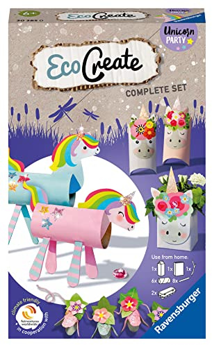 Ravensburger - EcoCreate Mini: Unicornios, Reciclaje Creativo 6+ Años | Kit de manualidades y reciclaje creativo para niños. Proyectos DIY sostenibles y divertidos desde los 6 años de edad.