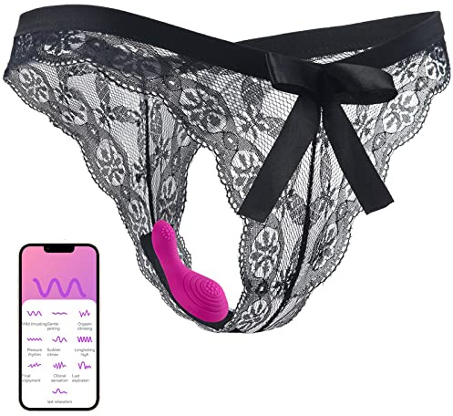 TYDAY 2 Stück Damen Vibrator und schwarzes Spitzenhöschen Set mit APP Fernbedienung tragbarer Klitoris Vibrator Bullet Vibrator für Frauen kabelloses Masturbations Sexspielzeug für Paare