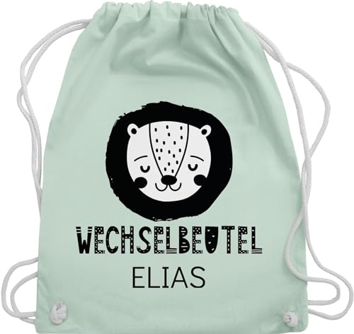 Turnbeutel Rucksack - Kita Beutel Wechselsachen Mädchen - Wechselbeutel Löwe - Unisize - Pastell Grün - wäschebeutel für kindergarten kindergartenbeutel personalisierte name stoffrucksack