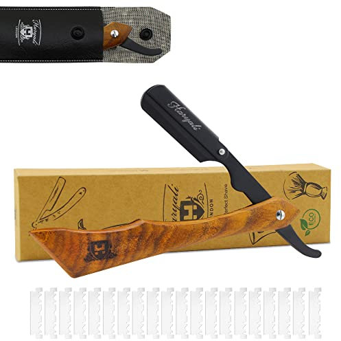 Haryali London Navaja Afeitar Barbero - Navaja De Afeitar Hombre Con Cuchillas De Afeitar Incluye Bolsa De Cuero