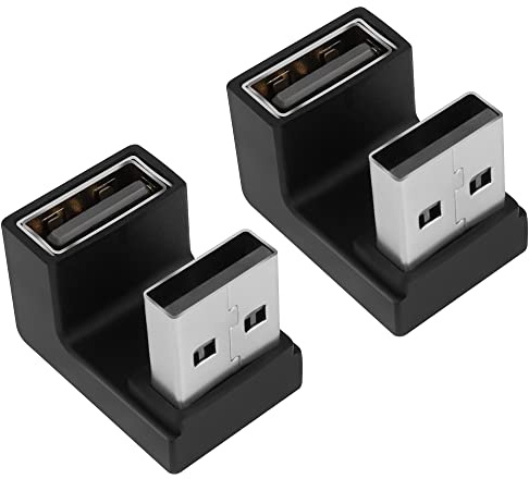 QIANRENON U Ángulo USB 3.1 Adaptadore Convertidore 10Gbps 180 Grado Ángulo USB Macho a Hembra Acopladore Conector, para dato Transferencia OTG Carga 3A, para PC portátil, 2PCS (Hembra Arriba)