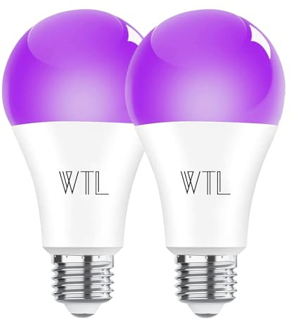 WTL UV Schwarzlicht Glühbirne,380-400nm 9W E27 LED UV Leuchtmittel,2 Stück | UVA Level Schwarzlichtlampe UV Beleuchtung Partylicht