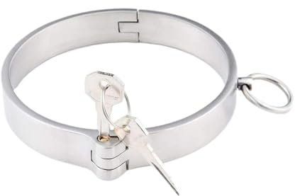 ZTHBYSB Edelstahl Bondage Halsband Sex, Sklaven Metall Halsreif Halsfessel O-Ring Restraint System mit Schloss und Schlüssel Fetisch Erotik SM Sexspielzeuge für Männer Frauen Paare,Silber,135mm