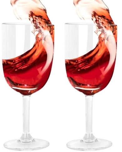 CEWROM Copas de vino de plástico, 2 unidades, 300 ml, reutilizables y aptas para lavavajillas, sin BPA, copas de vino tinto, copas de cóctel, para el día de la madre/día del padre/camping/festivales