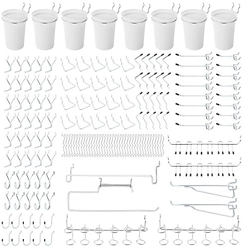 Faankiton 170 Pezzi Assortimento di Ganci per Pannello Forato, Serrature per Pioli, Kit Organizer per Accessori per Pannello Forato, Attacco per Pannello Forato per Organizzare Vari Strumenti
