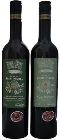 Lot de 2 huiles d'olive d'exceptions - 1 bouteille de 50 cl d'Huile d'Olive Vierge extra AOC Provence - 1 bouteille d'Huile d'Olive Vierge Extra AOP Vallée des Baux
