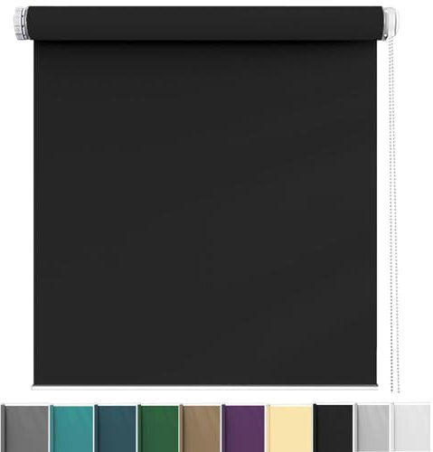 Thermorollo Ohne Bohren 40 x 100 cm Einfache Installation Easyfix, Thermo Rollo Inkl. Aller Montage-Teile für Fenster und Türen, Schwarz