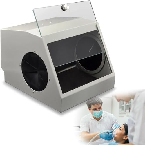 GEHPYYDS Dental Lab Dust Box, Sandblasting Dust Collector, LED Light Source, Highly Transparent Tempered Glass, Filter Device, for Reduce Dust Damage to Doctors