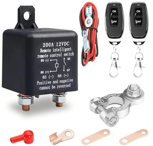 RUIZHI Batterie-Trennschalter, 12V DC 200A Stromkreisunterbrecher, Auto-Batterie-Trennschalter mit 2 Fernbedienungen, Ferngesteuerter Auto-Stromschalter für Auto, RV, Boot, Jacht, Anti-Diebstahl