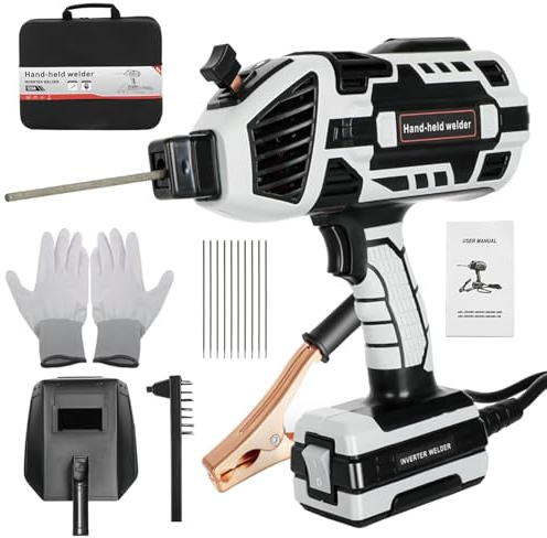 Handheld Welder Machine, 110V Portable ARC Welding Machine with IGBT Inverter 6 Variable Current Adjustment 20-120Amp Welding Output Portable Welder Handheld for 1/16-1/8 All Size Welding Rod