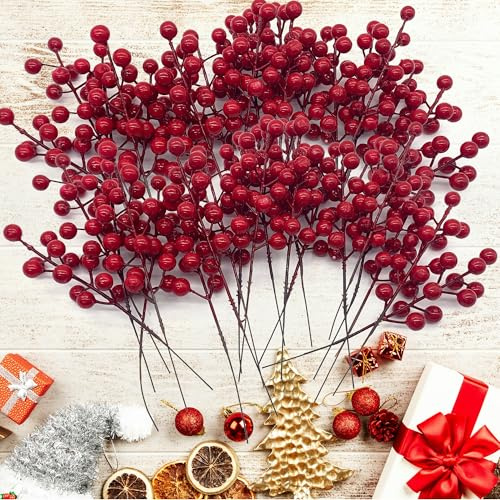 DHER 20pcs Künstlicher Beeren Zweige, Simulation Obst Dekoration, für Haus, Tischdekoration, Hochzeit, Weihnachten Haus Dekoration, Party, Garten Dekoration Requisiten (B)
