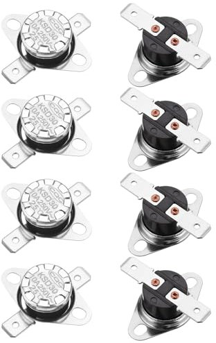 QUARKZMAN KSD301 Termostato 25°C/77°F 10A Normalmente Chiuso N.C Regolare Interruttore Temperatura Disco a Scatto per Microonde Forno Macchine Caffè 8pz, Materiale in Bachelite