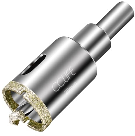 CCLIFE 25mm Broca Diamanta para Porcelanico con Broca de Centrado, Ideal para Vidrio, Cerámica, Granito, Mármol y Azulejos