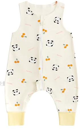 WYTbaby baby baby sovsäck med fötter 0,5 TOG ärmlös sommarsovsäck med fötter 100 % bomull unisex baby sovsäck för pojkar och flickor, Beige, 80cm/2-3 Jahre