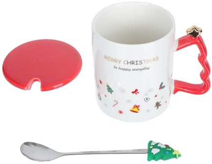 Cabilock 1 Satz Weihnachtsbecher doppelt zusammenklappbar Pumpe hydro Deckel kaffeetasse weihnachten weihnachts kaffeebecher Milchbecher Weihnachtstasse aus Keramik Becher mit Henkel rot