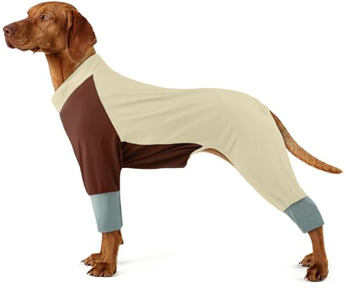 Schnelltrocknender Hunde Ganzkörperanzug – UV-Schutz Hundebody für Sommer, Leichtes Hundeganzkörper Shirt, Atmungsaktiv & Schmutzabweisend, Outdoor Hunde Body mit Beinen, Beige 3XL