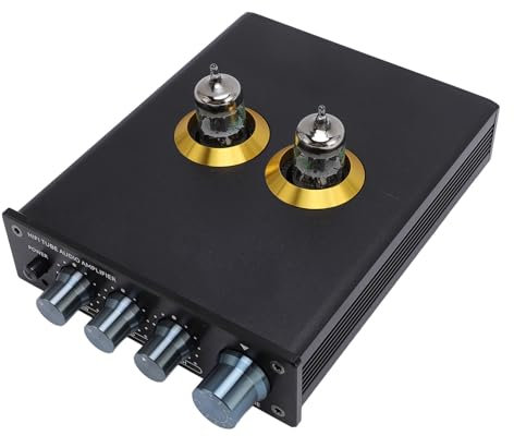 Vacuum Tube Phono Preamplifier, HiFi Audiophile Preamplifier with Treble Bass Volume Adjustment, Stereo Turntable Preamplifier for DVD CD Players TVs Laptops Phones (GB)