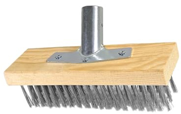 Heavy Duty Steel Wire Brush Head Scrubbing Brush For Scrubbing Stain On Concrete Outdoor Deck Garage Pool Grout Patios