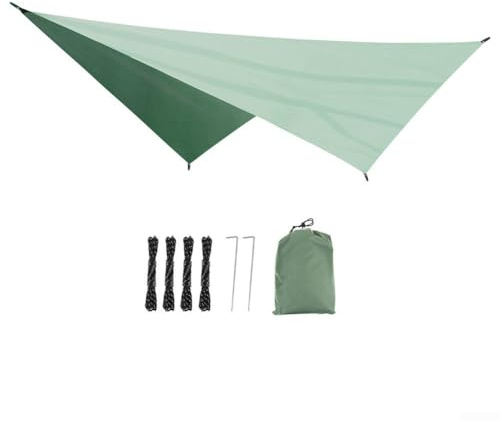 UTTASU Ultralight Waterproof Camping Tarp With Reinforced Corners For Outdoor Shelter Sun Shade UV Protection Picnic Mat Garden Canopy Includes 2 Ground Nails 4 Wind Ropes Storage Sack(green)