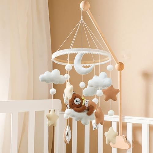 Ueiwffzo Bär Mobiles Baby Windspiel Babybett Baby Mobile Bettglocke Häkelanhänger Krippe Baby Wickeltisch Neugeborene Geschenk, Babyzimmer Decor